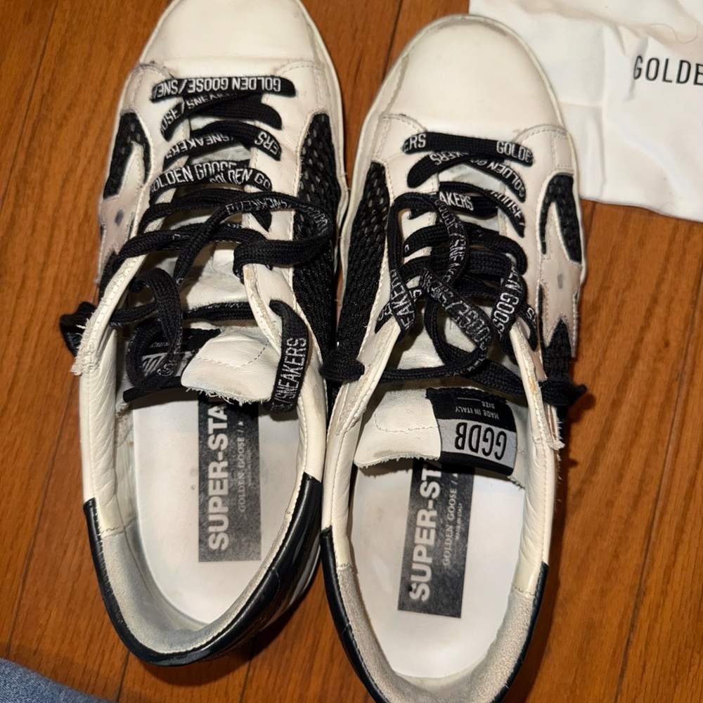 Golden Goose Black and White Lace-Up Sneakers - Picture 3 of 9